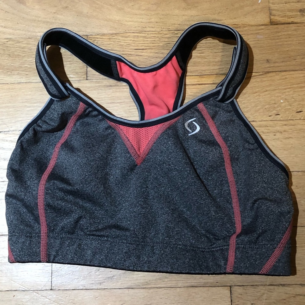 Black and pink sports bra